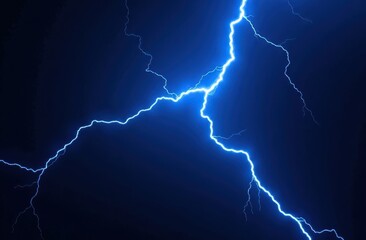electric blue lightning bolts against black background dynamic natural electricity concept