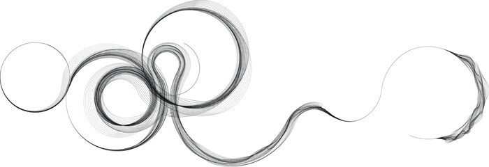 Decorative swirl of line. Intertwined curved lines .Abstract flow linear fluid shapes .Curly design element. Music sound wave . Swirl calligraphic flourish divider ornament design. Curve lines Vector 