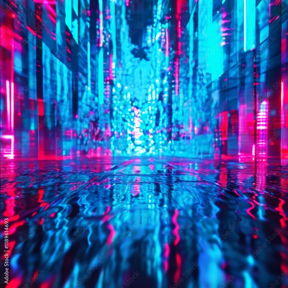 Poster abstract futuristic background with neon lights and empty copy space