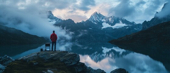 A clever businessman is spending a late night at the office, casually engaged with his computer to draft a business plan report while exploring market planning tools.