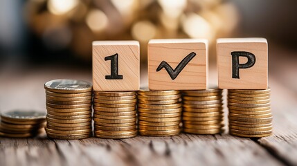 red wooden blocks in front of a wooden arrow