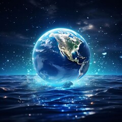 Fototapeta premium earth globe with floating water