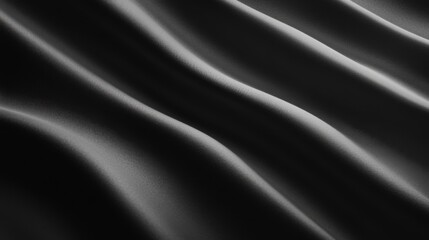 Fototapeta premium Abstract black fabric texture with soft waves and folds.