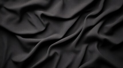 Fototapeta premium Abstract dark gray fabric texture with soft folds and wrinkles.