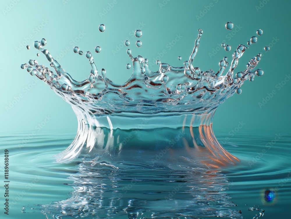 Poster a splash of water creating ripples in a serene setting.