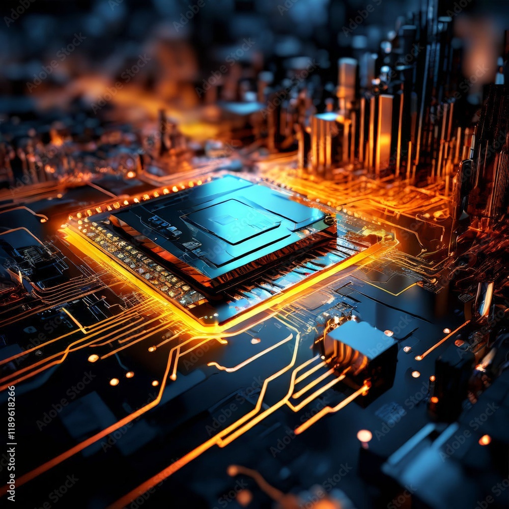 Poster 3d illustration of a computer cpu