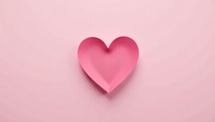 Fototapeta premium Pink Heart on Pink Background, Valentines Day Love, Simple Elegant Heart