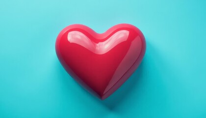 Red Heart on Teal Background, Love Symbol, Valentine's Day