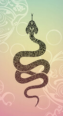 Fototapeta premium Ornate Swirling Snake Design Decorative Serpent Illustration Artistic Reptile Pattern