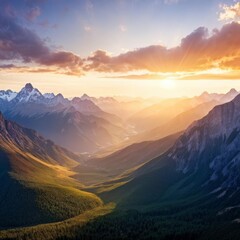 beautiful sunset in the mountains