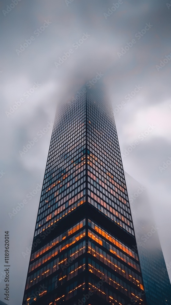 Aufkleber a tall building with a lot of windows and a cloudy sky in the background