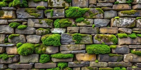 Naklejka premium Aged Moss Stone Wall Texture – Rustic, Weathered Surface for Vintage and Industrial Poster,Header and Digital Design Projects