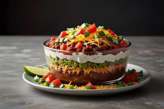 Seven Layer Dip Isolated on White