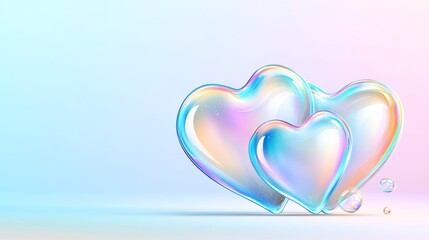 Colorful gradient love abstract heart shapes in a digital environment