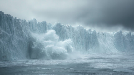 Collapsing Ice Sheets and Giant Waves Under a Moody Gray Sky