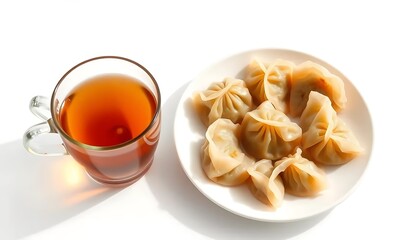 Steamed Dumplings and Tea: A Serene Culinary Still Life