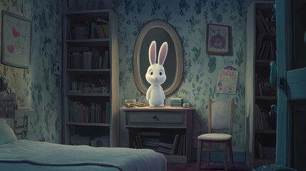 empty kids mansard room interior