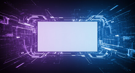 Abstract Digital Technology Background with Blank Screen for Text or Logo Futuristic Circuit Board