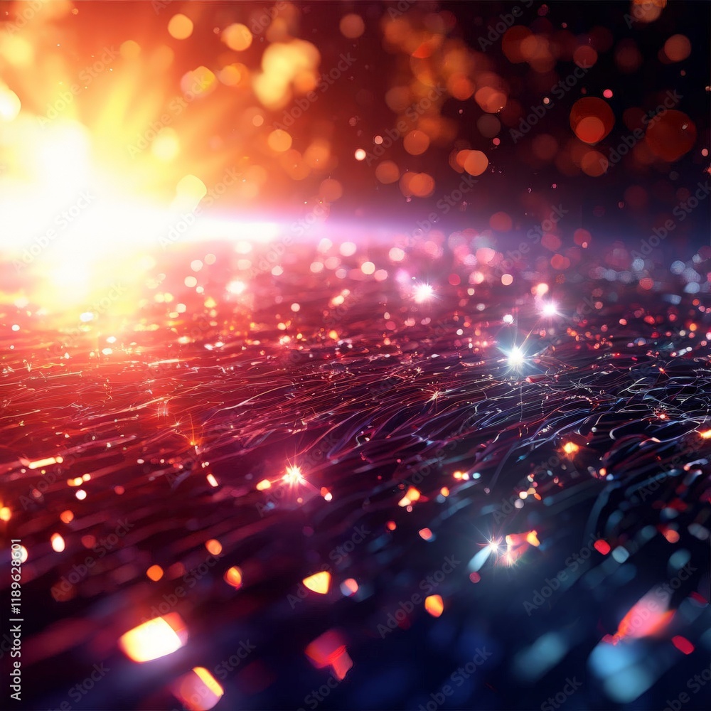 Poster abstract background with glowing particles.