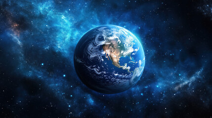 Detailed View of Earth from Space During the Night, with Artificial Lights Highlighting Countries and Regions, Set Against the Infinite Expanse of Space