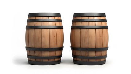two wine barrels, white background