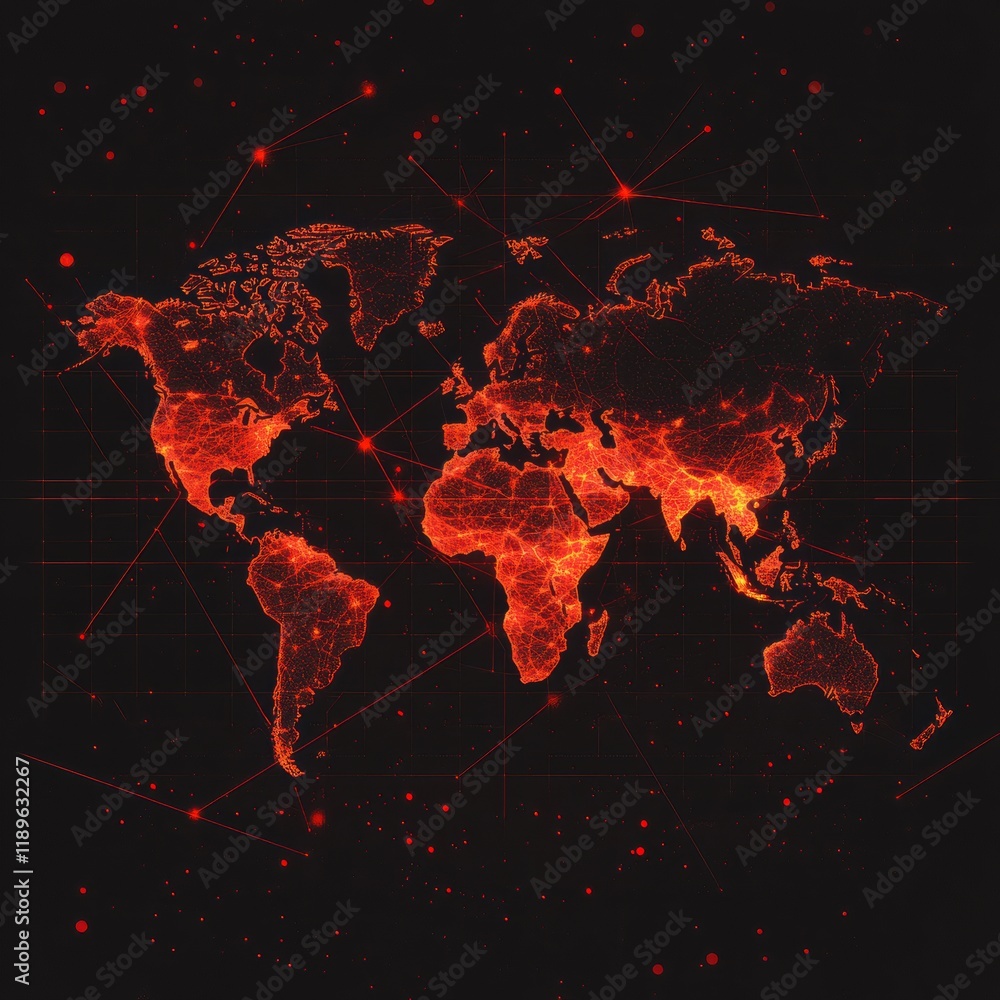 Aufkleber world map displaying epidemic outbreak zones with highlighted regions and data patterns. generative 