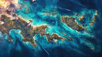 Fototapeta premium An artistic representation of Bermudaa??s map featuring vibrant colors and textures.