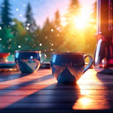 a cup of tea on the tablea table