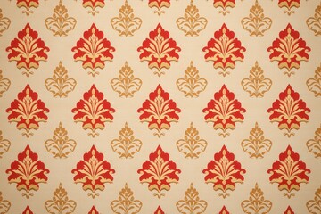 Thai Elegance: Red and Gold Intricate Floral Pattern with Thai Cultural Influence