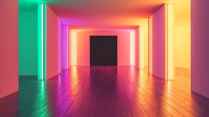 Vibrant Neon Lights Illuminate Modern Interior Design