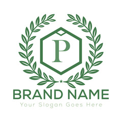 Luxury Laurel Wreath Letter Logo Design with Hexagon Frame for Zesty Branding
