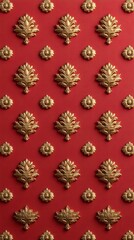 Opulent Thai Floral Pattern in Red and Gold for Artistic and Festive Design Needs