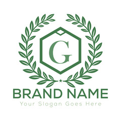 Luxury Laurel Wreath Letter Logo Design with Hexagon Frame for Zesty Branding
