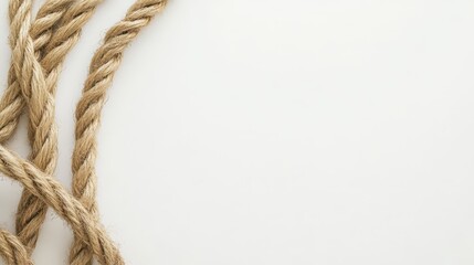 Hemp rope on white background. Organic material