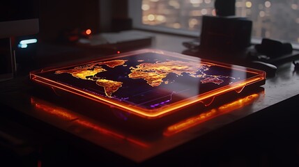 Global Network: Futuristic World Map Display