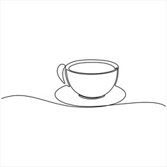 Continuous single line drawing a cup of coffee or tea Coffee simple line art drawing sketch vector illustration