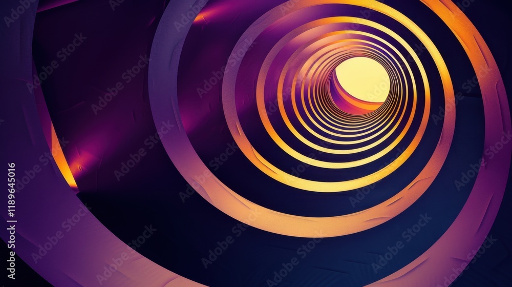 Poster abstract spiral tunnel with vibrant colors and light effects, creating mesmerizing visual experience