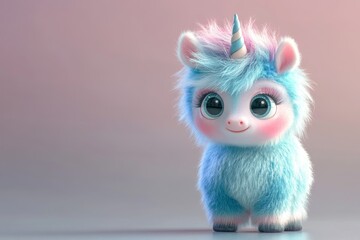 Fototapeta premium A sweet baby unicorn monster born from AI generative technology