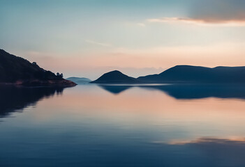 Fototapeta premium sunset over the lake