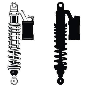illustration of motorcycle suspension springs. Shockbreaker Subtank vector illustration. Suspension springs silhouettes