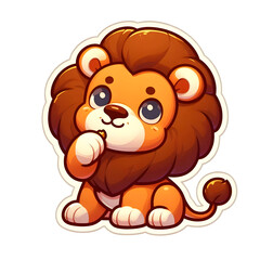 Obraz premium lion sticker animated isolated on white background 