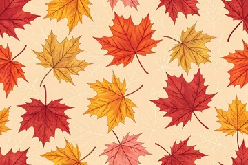 Fototapeta premium autumn leaves seamless pattern