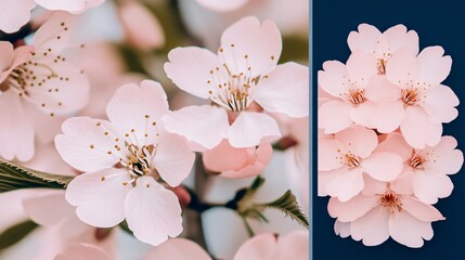 Fototapeta premium Delicate Pink Cherry Blossoms Spring Flowers Closeup Macro Shot