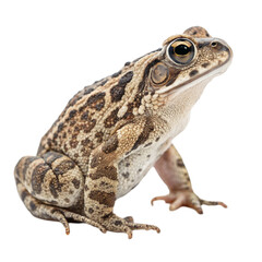 A frog with a heart shaped face sits on a white background
