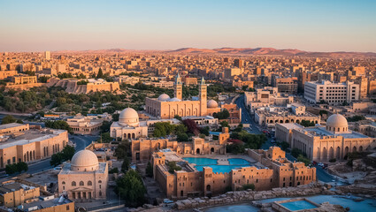Fototapeta premium panorama of stunning Amman capital of Jordan, sunny day