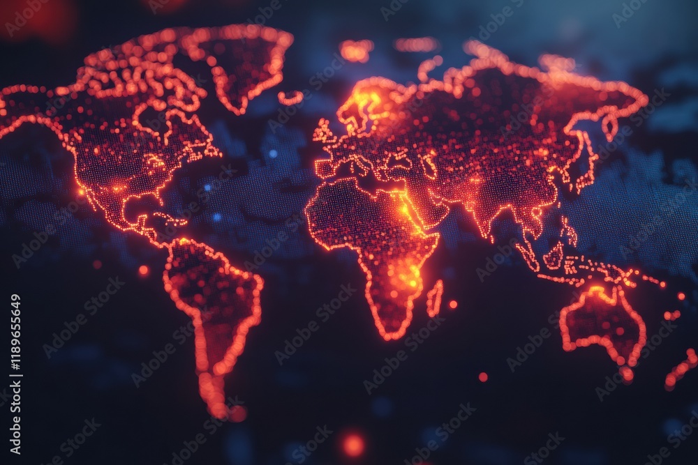 Poster world map displaying global epidemic outbreak zones in high visibility format. generative ai