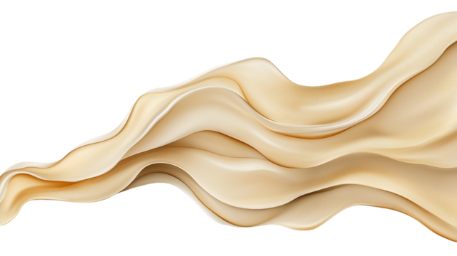 Abstract Fluid Gradient in Neutral Tones, Featuring Soft Beige and Creamy Swirls. Ideal for Creative Backgrounds, Decorative Designs, and Digital Art. Isolated on Transparent Background. Cutout. PNG.