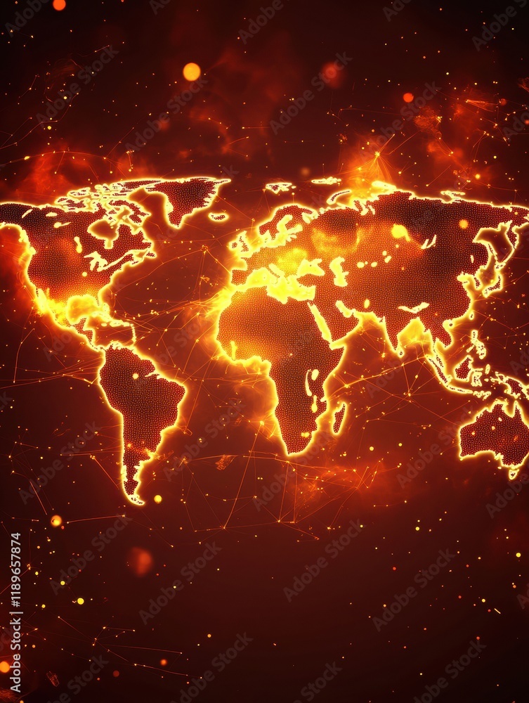 Poster world map showing zones of epidemic outbreaks and their global impact on health. generative ai
