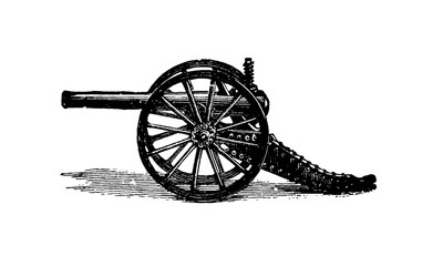 Canon Engraving Style Vector Illustration on White Background 