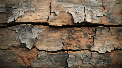 Fototapeta premium Distressed Wooden Surface with Dark Browns, Grays, and Blackened Edges, Cracks, Chips, and Rough Grain Patterns for Hard Rustic Feel
